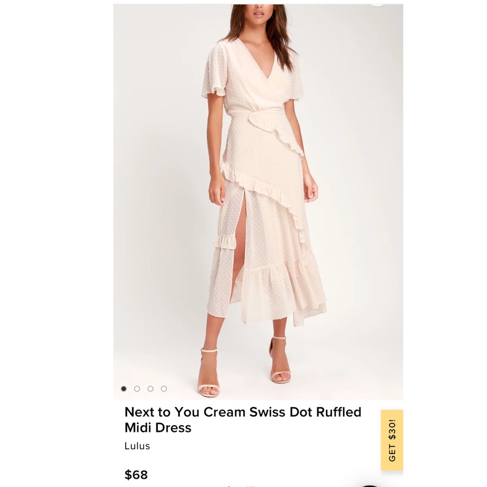 Next to You Cream Swiss Dot Ruffled Midi Dress